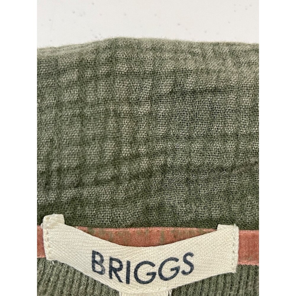 NWT Briggs Women's Relaxed Fit Button Long Sleeve Waffle Shirt Green - Picture 10 of 13